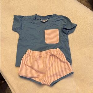 Blue and Pink Striped Kids Matching Set